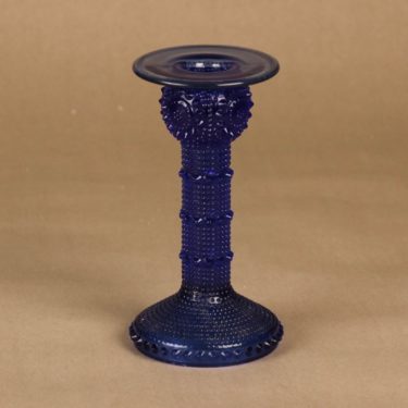 Riihimäen lasi Grapponia candle holder, blue designer Nanny Still