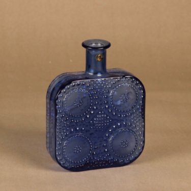 Riihimäen lasi Grapponia decorative bottle, blue designer Nanny Still