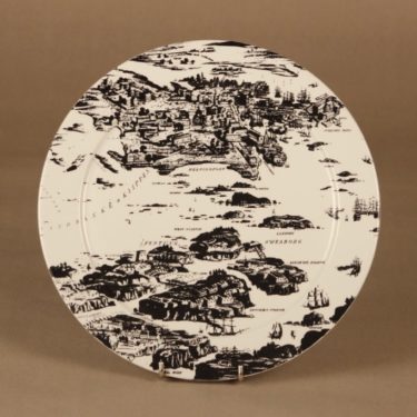 Arabia NE lautanen, mustavalkoinen, suunnittelija , Suomenlinna, Helsinki