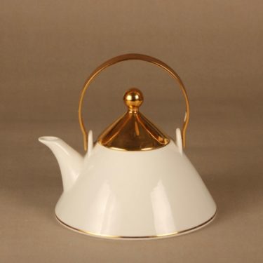 Arabia Harlekin Gold teekaadin, kulta, valkoinen, suunnittelija Inkeri Leivo,