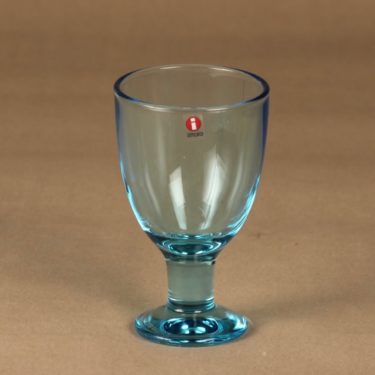 Iittala Verna wine glass, aqua blue designer Kerttu Nurminen