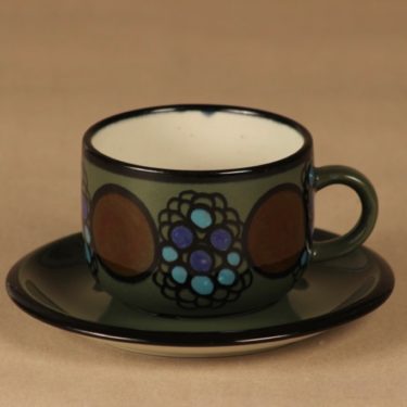 Arabia Kalevala kahvikuppi, käsinmaalattu, suunnittelija Anja Jaatinen-Winquist, käsinmaalattu