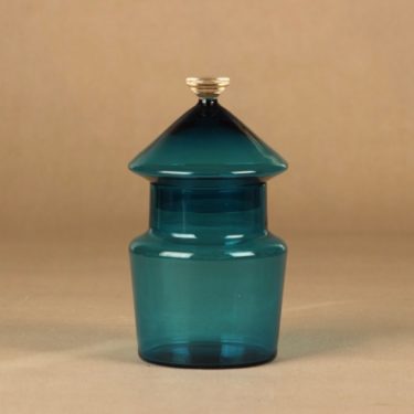 Riihimäen lasi Tuulimylly art glass, turquoise designer Helena Tynell