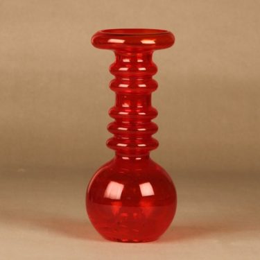 Riihimäen lasi Carmen vase/candle holder, red designer Tamara Aladin
