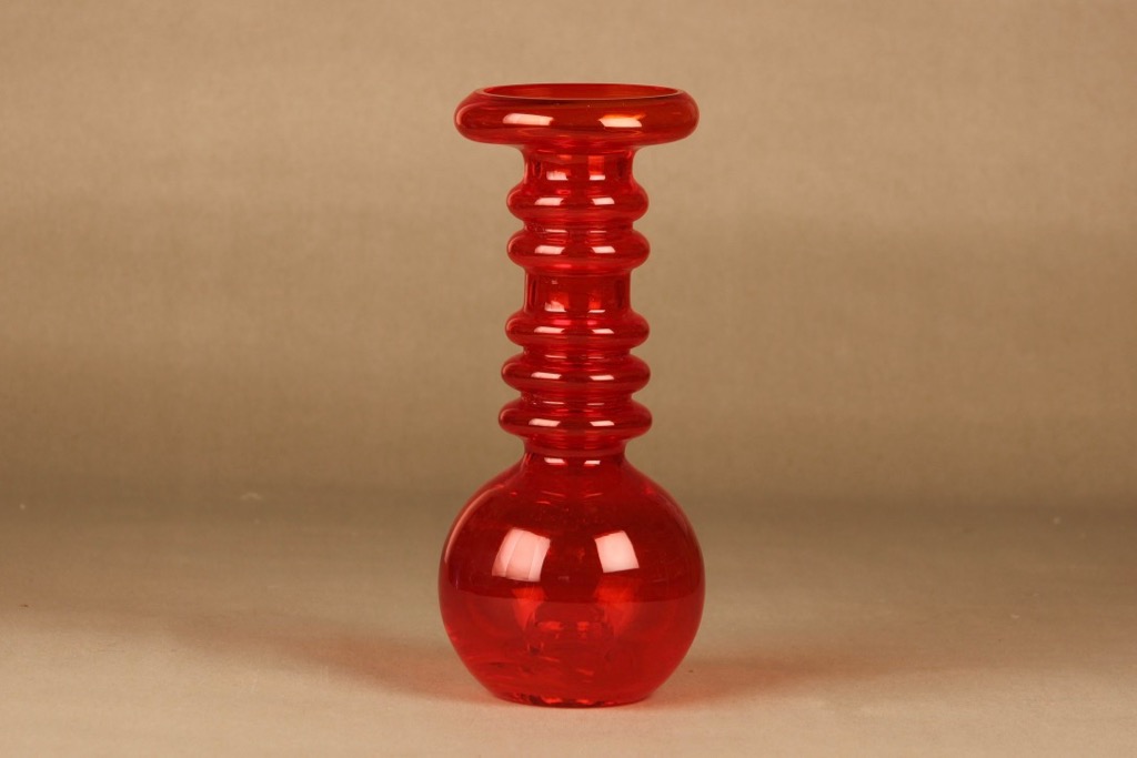 Riihimäen lasi Carmen vase/candle holder, red designer Tamara Aladin