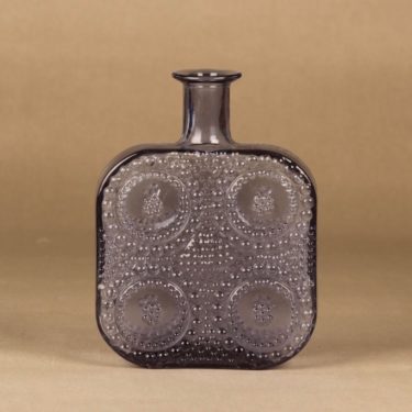 Riihimäen lasi Grapponia decorative bottle, bluish gray designer Nanny Still