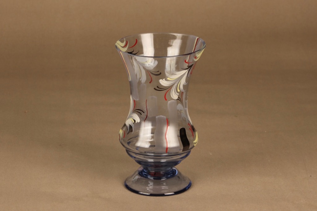 Riihimäen lasi vase, hand-painted designer unknown