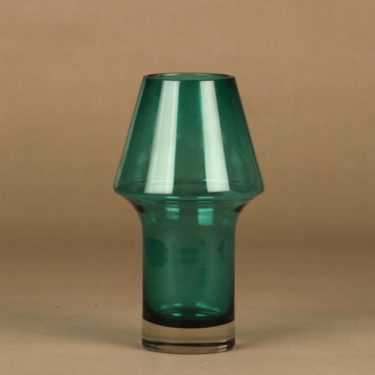 Riihimäen lasi Stromboli vase, turquoise green designer Aimo Okkolin