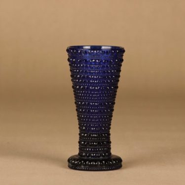 Nuutajärvi Kastehelmi vase/candle holder, blue designer Oiva Toikka