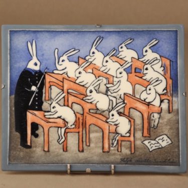 Arabia HLS wall plate Rabbit School designer Heljä Liukko-Sundström