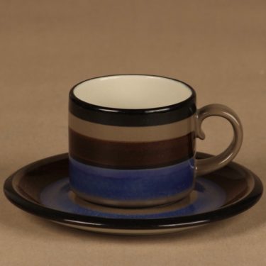 Arabia M coffee cup, stripe decorative designer Anja Jaatinen-Winquist