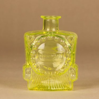 Riihimäen lasi Veturipullo decorative bottle, yellow designer Erkkitapio Siiroinen