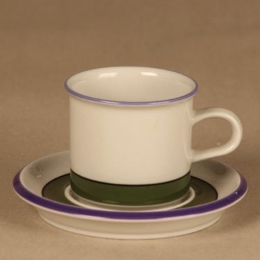 Arabia Selja kahvikuppi ja lautaset (2), raitakoriste, suunnittelija , raitakoriste