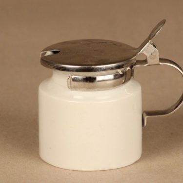 Arabia mustard jar, white designer Gunvor Olin-Grönqvist