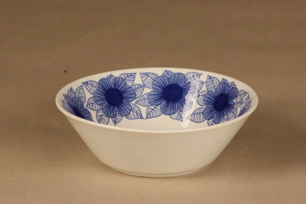 Arabia Malva aamiaiskulho, sininen, suunnittelija Esteri Tomula, kukka, ornamentti