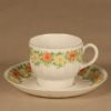 Arabia Muisto kahvikuppi ja lautaset(2), keltainen, oranssi, suunnittelija tuntematon, kukka, retro kuva 2
