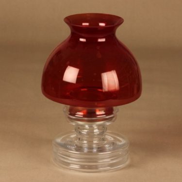 Riihimäen lasi Apollo kynttilälyhty, kirkas, punainen, suunnittelija Nanny Still,