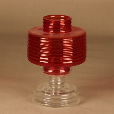 Riihimäen lasi Apollo kynttilälyhty, punainen, kirkas, suunnittelija Nanny Still,