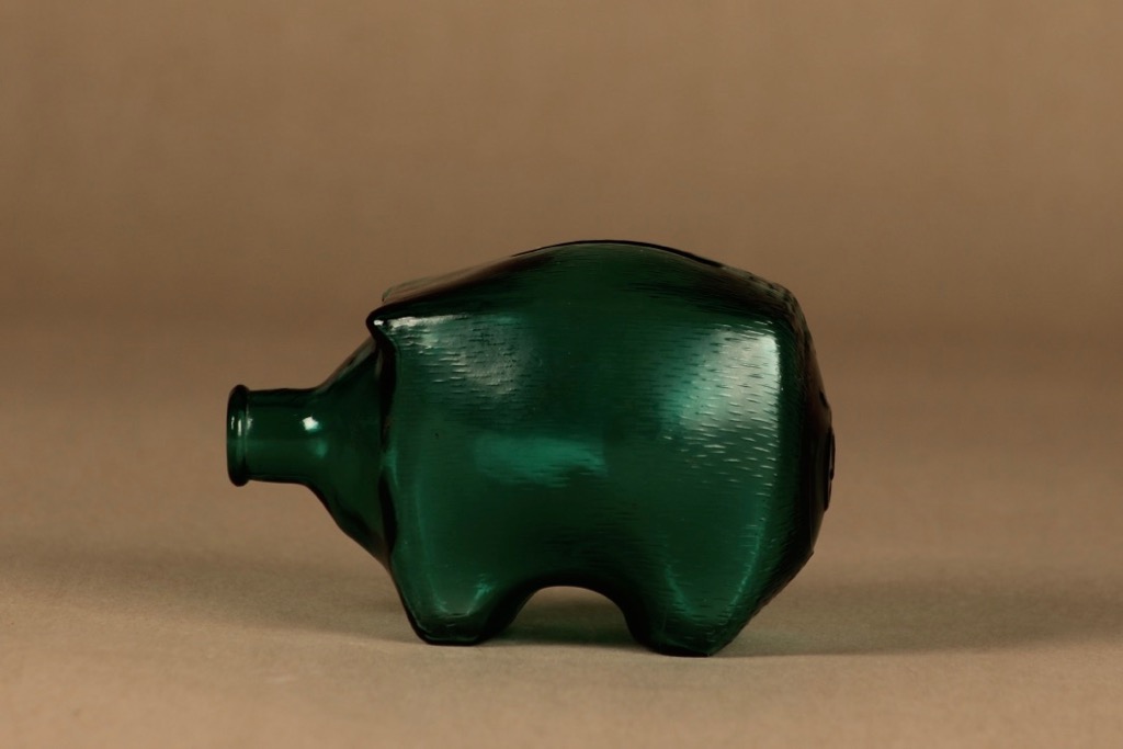 Riihimäen lasi moneybox, green designer unknown