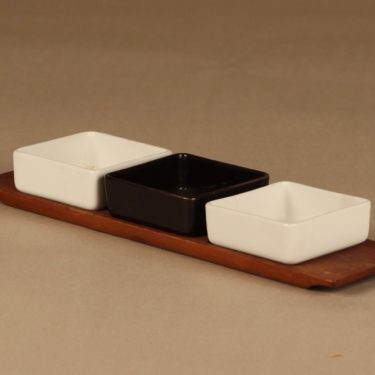 Arabia HF bowls with Teak-tray, 1+3 pcs designer Kaarina Aho