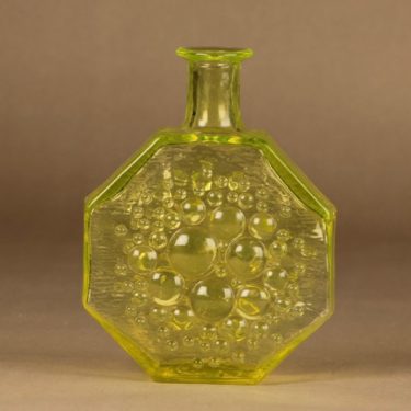Riihimäen lasi Stella Polaris decorative bottle, yellow designer Nanny Still
