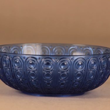 Riihimäen lasi Riikinkukko serving bowl, blue designer Nanny Still