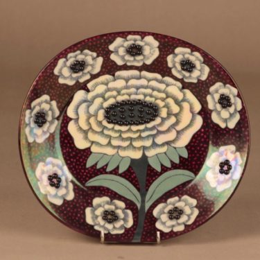 Arabia Fiori art ceramic plate, numbered designer Birger Kaipiainen