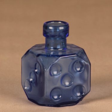 Riihimäen lasi Arpa on heitetty decorative bottle, blue designer  Erkkitapio Siiroinen