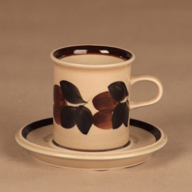Arabia Ruija kahvikuppi, ruskea, suunnittelija Raija Uosikkinen, kukka