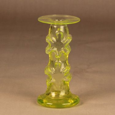 Riihimäen lasi Kasper kynttilänjalka, keltainen, suunnittelija Erkkitapio Siiroinen,