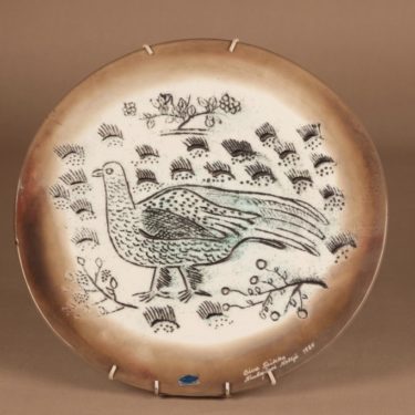 Nuutajärvi Fauna Fennica decorative plate bird, signed designer Oiva Toikka