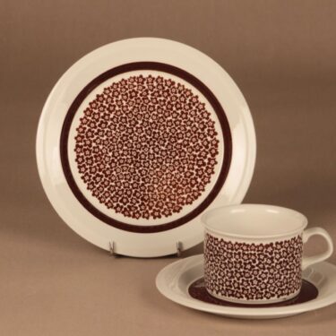 Arabia Faenza Flower tea cup and plates(2) designer Inkeri Seppälä