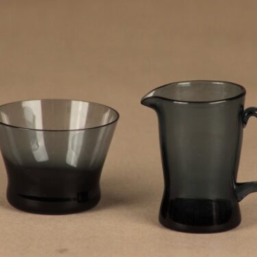 Riihimäen lasi Milano sugar bowl and creamer, gray designer Sakari Pykälä