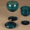 Riihimäen lasi Harlekiini sugar bowl and creamer, turquoise designer Nanny Still 2