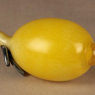 Nuutajärvi Hedelmät lasiveistos, Sitruuna, suunnittelija Oiva Toikka, Sitruuna, signeerattu