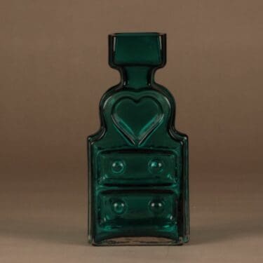 Riihimäen lasi Piironki maljakko, turkoosinvihreä, suunnittelija Helena Tynell, turkoosinvihreä