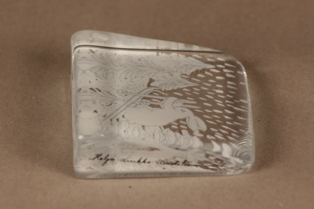 Iittala HLS lasikortti, Pupu hiihtää, suunnittelija Heljä Liukko-Sundström, Pupu hiihtää, jänis, pupu kuva 2