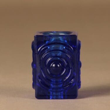 Riihimäen lasi Rengas kynttilänjalka/maljakko, sininen, suunnittelija Tamara Aladin,
