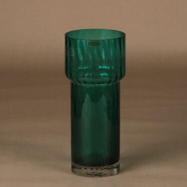 Riihimäen lasi maljakko, turkoosinvihreä, suunnittelija Tamara Aladin,