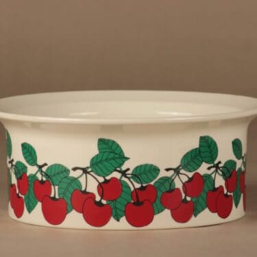 Arabia Kirsikka kulho, punainen, vihreä, suunnittelija Inkeri Seppälä, kirsikka, marja