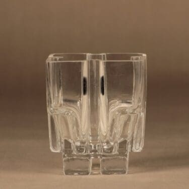 Riihimäen lasi Paalutalo maljakko, signeerattu, suunnittelija Helena Tynell, signeerattu, massiivinen