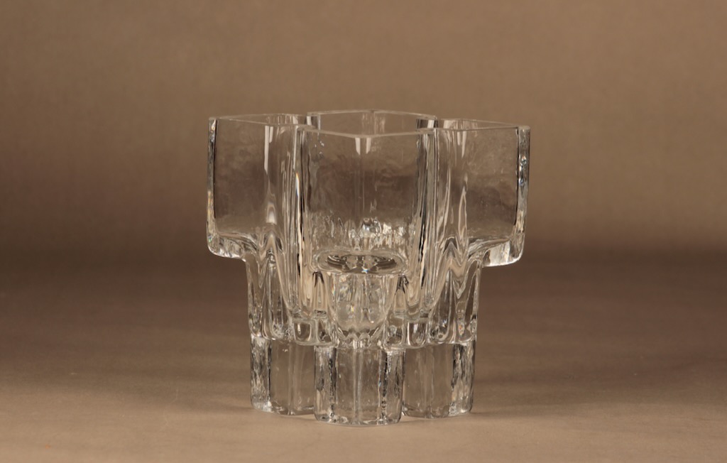 Riihimäen lasi Paalutalo maljakko, signeerattu, suunnittelija Helena Tynell, signeerattu, massiivinen kuva 2