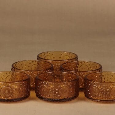 Riihimäen lasi Grapponia dessert bowl, amber, 6 pcs designer Nanny Still