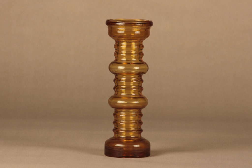 Riihimäen lasi Carmen vase/candle holder, amber designer Tamara Aladin