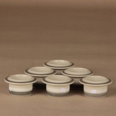 Arabia Salla munakuppi, harmaa, valkoinen, 6 kpl, suunnittelija Raija Uosikkinen,