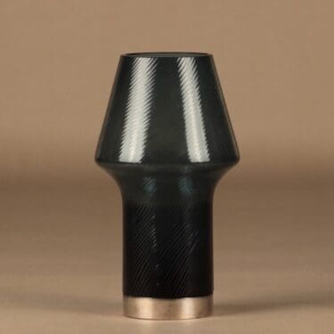 Riihimäen lasi Stromboli maljakko, hopeapannalla, suunnittelija Aimo Okkolin, hopeapannalla