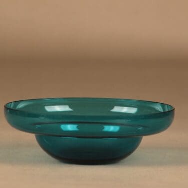 Riihimäen lasi Pomona malja, turkoosi, suunnittelija Helena Tynell,