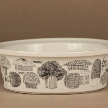 Arabia Tatti kulho, mustavalkoinen, suunnittelija Esteri Tomula, tatti, sieni