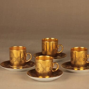 Arabia Gilda mocca cup, hand-painted 4 pcs designer Esteri Tomula