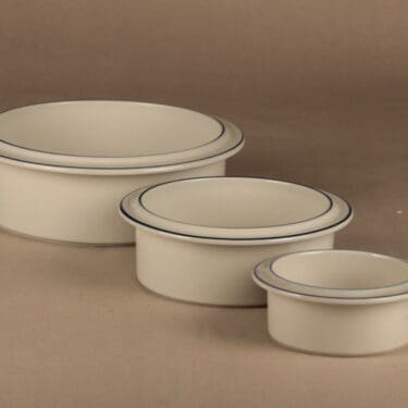 Arabia Saimaa kulho, vaalea, sininen raita, 3 kpl, suunnittelija Richard Lindh, raitakoriste